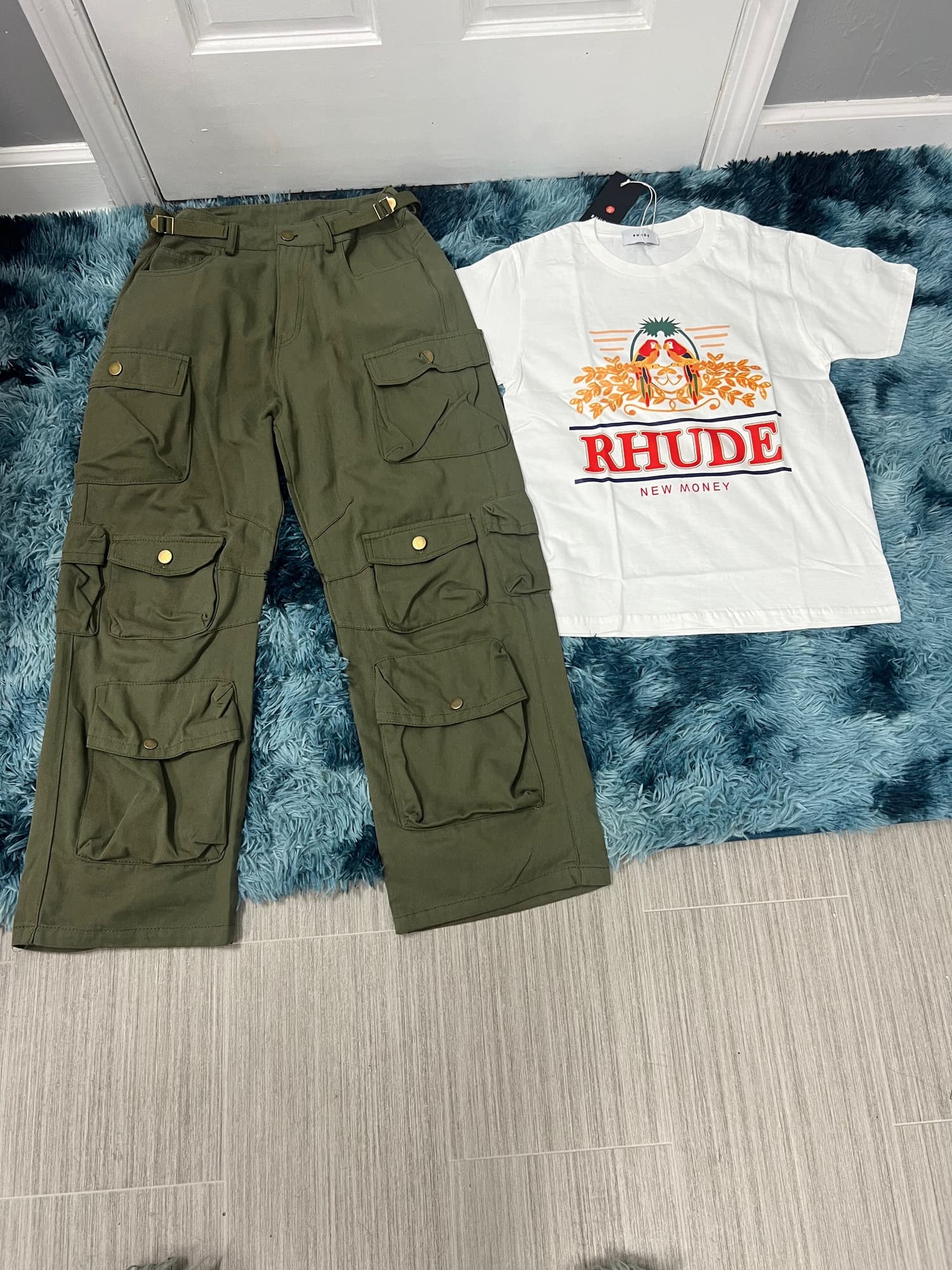 CAMO PANTS & RHUDE SHIRT
